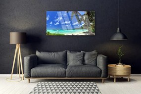 Obraz na skle Palma strom more krajina 125x50 cm
