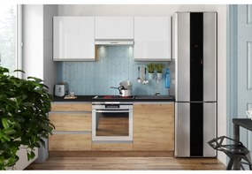 Kuchynská linka MARINA 180 cm, dub craft/lesklá biela