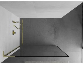 Mexen Kioto L, sprchová zástena Walk-In 50 x 200 cm, 8mm číre sklo čierny vzor, zlatý matný profil, 800-050-103-55-70