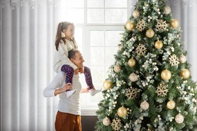 EUROFIRANY VIANOČNÁ ZÁCLONA NA KRÚŽKOCH XMAS 140X250 HVIEZDY