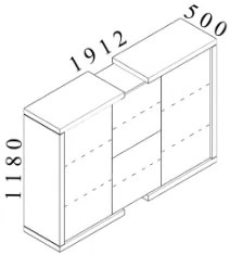 Stredná skriňa Lineart 191,2 x 50 x 118 cm