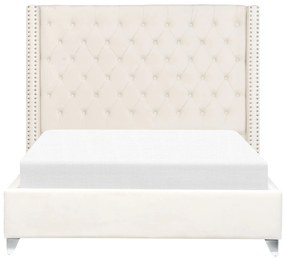 Zamatová posteľ 140 x 200 cm krémová biela LUBBON Beliani