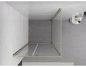 Mexen Exo, výklopný sprchový kút 90 x 90 cm, číre sklo, zlatá, 819-090-090-50-00