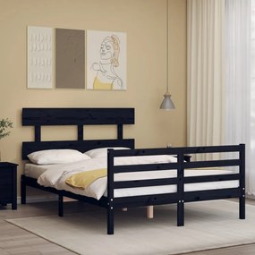 Rám postele s čelom čierny 4FT malé dvojlôžko masívne drevo 3195065