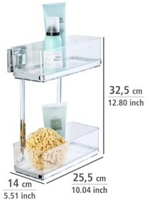 WENKO 22691100-Polica VACUUM-LOC QUADRO ED 25,5x32,5 cm strieborná/lesklý chróm/priehľadná