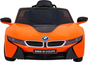 Ramiz BMW I8 Lift Battery Car Oranžová + diaľkové ovládanie + pomalý štart + 3-Pkt pásy + MP3 USB + LED
