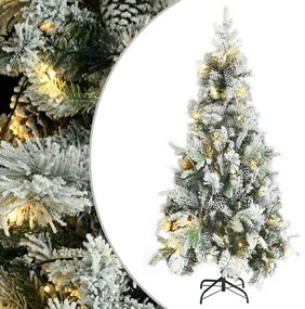Vianočný stromček s vločkami snehu LED a šiškami 225cm PVC a PE 344294