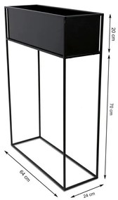 KOVOVÝ KVETINÁČ SO STOJANOM RECT 90X24X64 CM ČIERNA