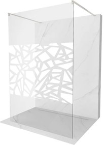 Mexen Kioto, sprchová zástena Walk-In 130 x 200 cm, 8mm číre sklo biely vzor, brúsená oceľ profil, 800-130-002-97-85