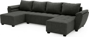 Rozkladacia sedacia súprava do U LIVARO 305x140 cm, tmavosivá