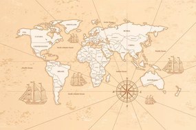 Tapeta zaujímavá béžová mapa sveta - 375x250