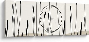 Obraz - Grafická lúka N⁰3 (s hodinami) (90x30 cm)