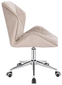 LuxuryForm DESIGN Stolička MILANO MAX VELUR na striebornej podstave s kolieskami - latte