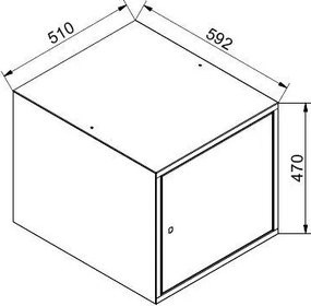 Závesná dielenská skrinka na náradie k pracovným stolom, zámok, 470 x 592 x 510 mm, grafit
