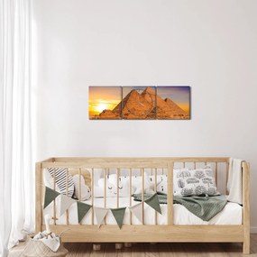 Obraz - Egyptské pyramídy (s hodinami) (90x30 cm)