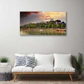 Obraz Canvas Mesto jazero krajina 125x50 cm