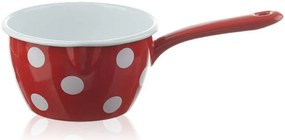 Červený smaltovaný rajnica s bodkami Red dot - Ø14 * 9cm - 1L
