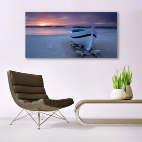 Obraz plexi Loďka pláž slnko krajina 120x60 cm