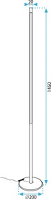 Toolight Toolight, LED podlahová lampa 145cm, 12W, APP1416-F, zlatá lesklá, OSW-05416