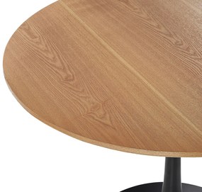 Okrúhly jedálenský stôl ⌀ 90 cm svetlé drevo/čierna BOCA Beliani