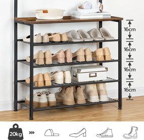 Predsieňový vešiak s botníkom Vasagle Mjora 80 cm čierny/hnedý
