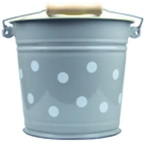 Šedý smaltovaný kýblik s bodkami Grey dot - O24 * 23cm - 6L