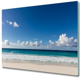 Sklenená doska na krájanie Seychelská pláž 60x52 cm