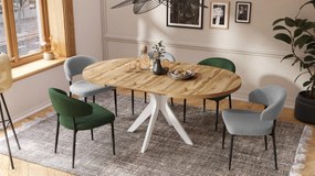 RENZO Dub Wotan/biela noha - OKRÚHLY STÔL Ø110 ROZKLADACÍ DO 180 cm | DO KUCHYNE JEDÁLNE OBÝVAČKY RETRO