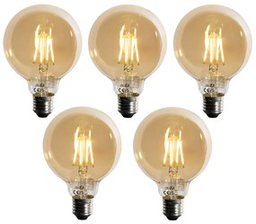 Sada 5 ks Stmievateľná LED žiarovka E27 G95 5W 450lm 2700K