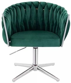 LuxuryForm DESIGN Stolička NORDEN VELUR na striebornom kríži - zelená