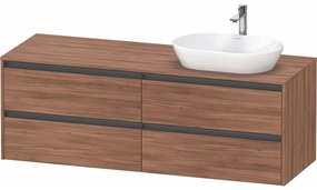 DURAVIT Ketho 2 závesná skrinka pod umývadlo na dosku (umývadlo vpravo), 4 zásuvky, 1600 x 550 x 568 mm, orech prírodný, K24899R79790000