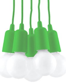 Závesné svietidlo Diego 5, zelené telo svietidla