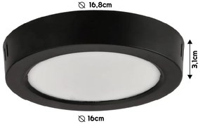 BERGE Okrúhly LED panel prisadený - čierny - 12W - PC - neutrálna biela