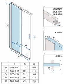 Rea Montana, posuvne sprchové dvere do otvoru 120x200, 6mm číre sklo, zlatý matný profil, KPL-K6388