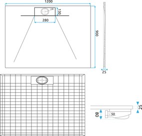 Rea Bazalt Long, SMC sprchová vanička 90x120 cm + sifón, biela, REA-K3903
