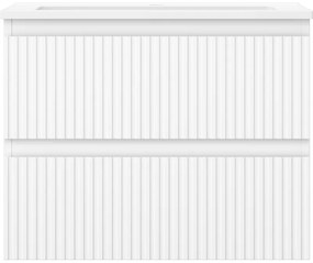 Mexen Rivel, kúpeľňová skrinka 60 cm s umývadlom Otis, 2 zásuvky, drážkovaná, biela matná, 91A20-06047-2-BFF01-W18M01