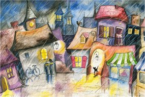 Obraz - Daždivý večer (90x60 cm)