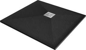Mexen Stone+, štvorcová vanička z minerálneho kompozitu 80 x 80 cm, čierna matná, 44708080
