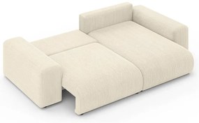 Krémová menčestrová rozkladacia rohová pohovka s úložným priestorom (variabilný roh) Luma – Ropez