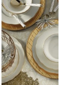 26-dielna jedálenská súprava, biela/zlatá, porcelán