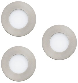 EGLO Set 3x LED zápustné kúpeľňové chytré osvetlenie FUEVA-Z, 2,8 W, 9cm, okrúhle, strieborné