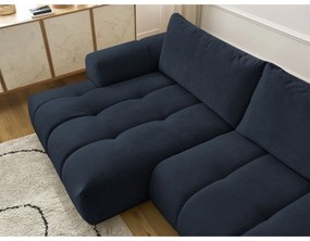 Tmavomodrá rozkladacia/s úložným priestorom rohová pohovka (ľavý roh/s leňoškou) Fuji – Bobochic Paris