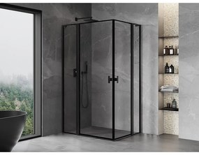 Mexen, Mexen Mist L Duo výklopný sprchový kút 120 x 110 cm, čierny rám - 8A4L-120L-110P-70-70