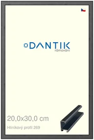 DANTIK rám na obraz 20x30 | ALU Šedá Oplal broušená (Sklo Čiré)