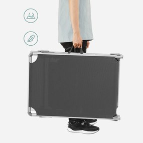 Lehátko, polohovateľné kreslo so slnečníkom, dymovo sivá farba