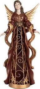 Vínovo-zlatá dekorácia anjel so zdobením Angel - 20*15*45 cm