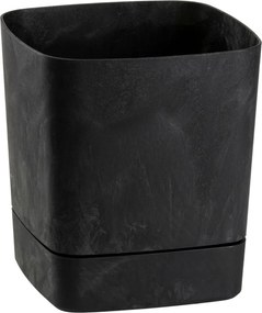 PLASTOVÝ KVETINÁČ CUBI 19X21 CM IMITÁCIA BETÓNU ČIERNA