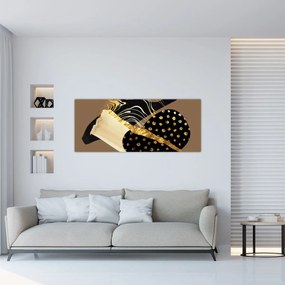Obraz - Abstrakcia golden brown N⁰1 (120x50 cm)