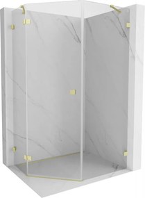 Mexen Lunar, päťuholníkový sprchový kút s ľavým sklonom 80 x 90 cm, 8mm číre sklo, zlatý matný profil, 831-080L-090P-55-00-L