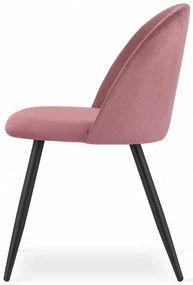 Stolička BELLO - tmavoružový zamat / čierne nohy